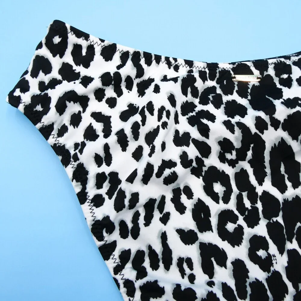 Victorias Secret Medium White Snow Leopard Print Brazilian Bikini Bottom Swim VS